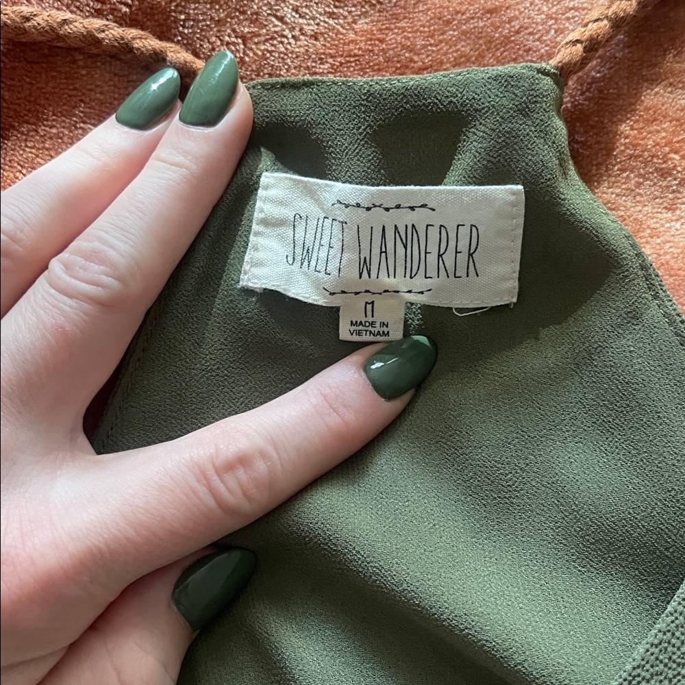 Sweet Wanderer Olive Green Camisole Top - Picture 2 of 6